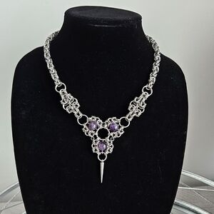 Elegant Silver and Purple Necklace